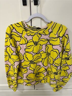 Sportmax Yellow Floral Sweater on Pink Ground